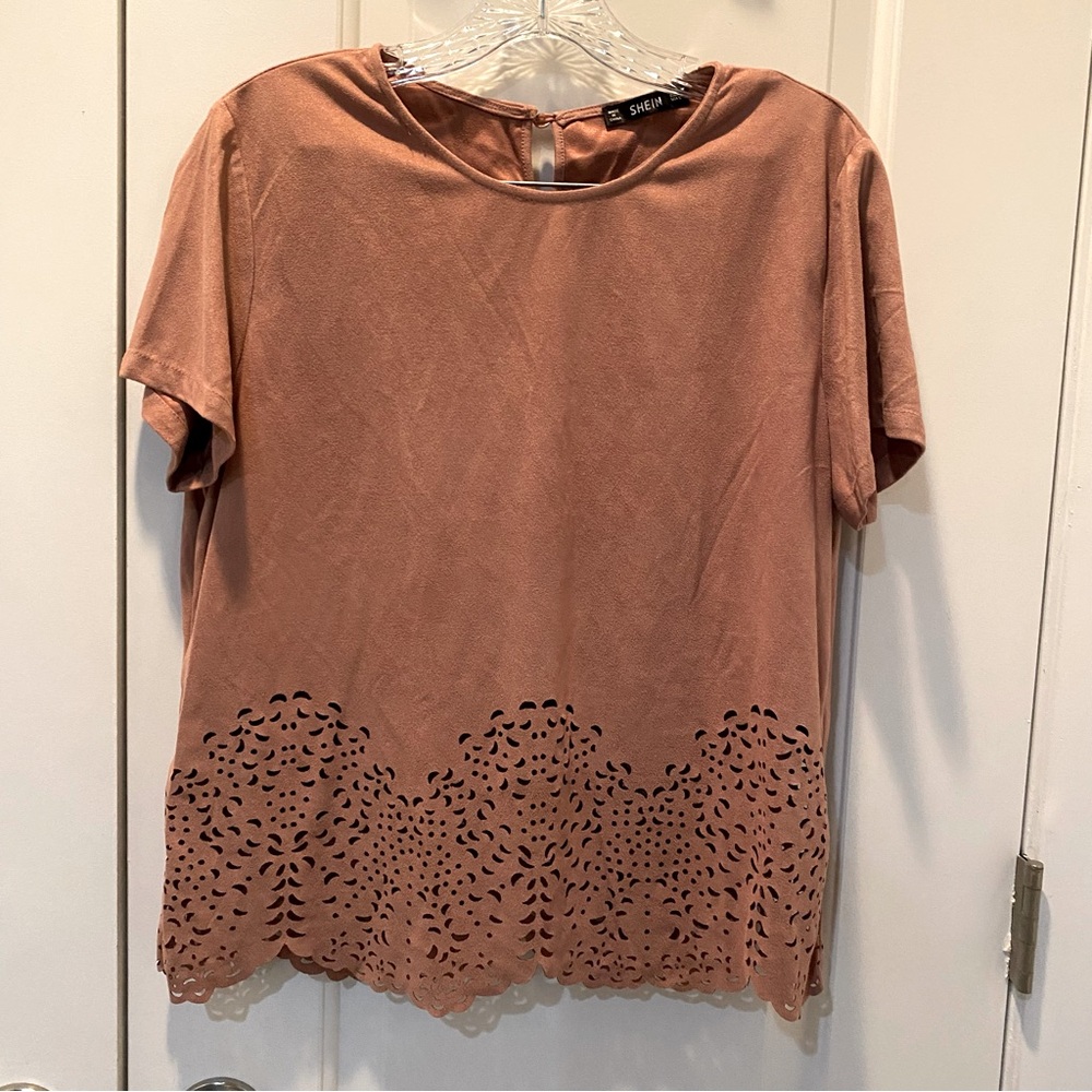 SHEIN pink mauve laser cutout Top - Large